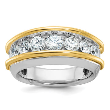 14k Two-tone IBGoodman Men's Polished 7-Stone Ring Mounting