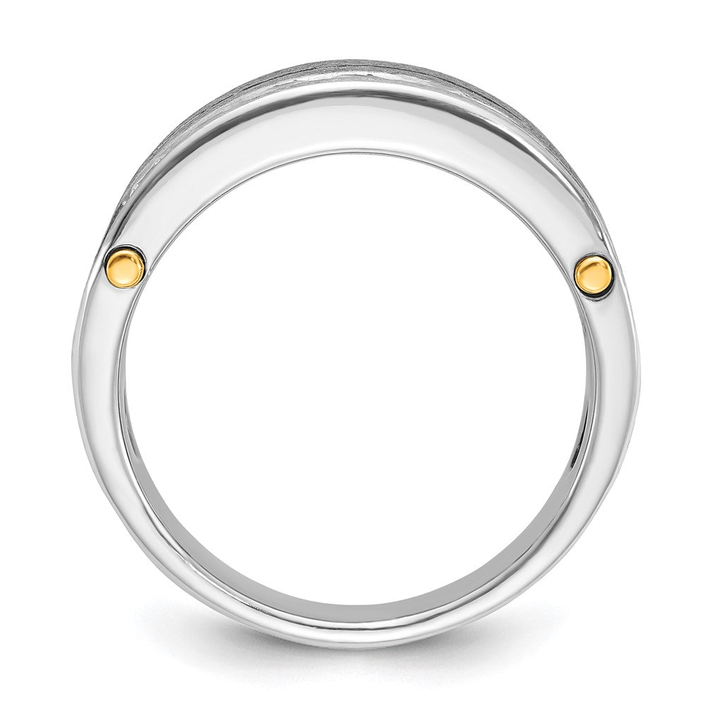 14k Two-tone Men's Polished Satin and Grooved 7-Stone 1 Carat AA Quality Diamond Ring