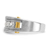 14k Two-tone Men's Polished Satin and Grooved 7-Stone 1 Carat AA Quality Diamond Ring