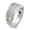 14k Two-tone Men's Polished Satin and Grooved 7-Stone 1 Carat AA Quality Diamond Ring