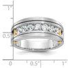 14k Two-tone Men's Polished Satin and Grooved 7-Stone 1 Carat AA Quality Diamond Ring