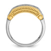 14k Two-tone Men's Polished Satin and Beaded 5-Stone 1/2 Carat AA Quality Diamond Ring