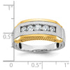 14k Two-tone Men's Polished Satin and Beaded 5-Stone 1/2 Carat AA Quality Diamond Ring