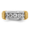 14k Two-tone Men's Polished and Textured 5-Stone 1 Carat AA Quality Diamond Ring