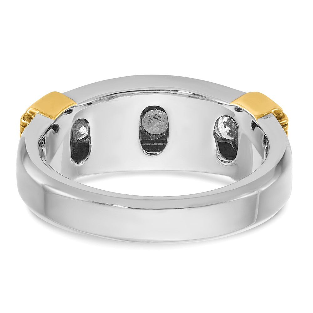 14k Two-tone Men's Polished and Textured 5-Stone 1 Carat AA Quality Diamond Ring