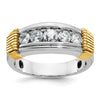 14k Two-tone Men's Polished and Textured 5-Stone 1 Carat AA Quality Diamond Ring