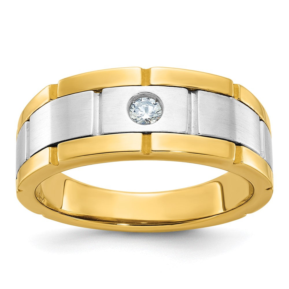 IBGoodman 10k Two-tone Men's Polished Satin and Grooved Ring Mounting