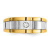 IBGoodman 14k Two-tone Men's Polished Satin and Grooved 1/10 Carat AA Quality Diamond Ring