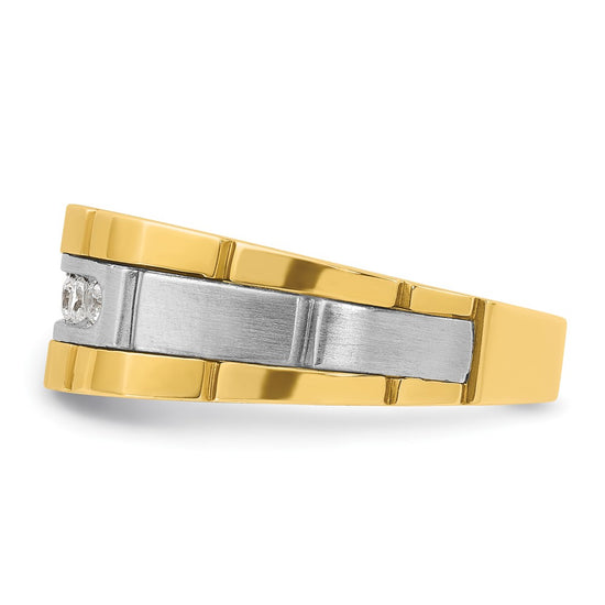 IBGoodman 14k Two-tone Men's Polished and Grooved 5-Stone Ring Mounting