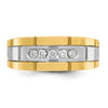 14k Two-tone Men's Polished and Grooved 5-Stone 1/4 Carat AA Quality Diamond Ring