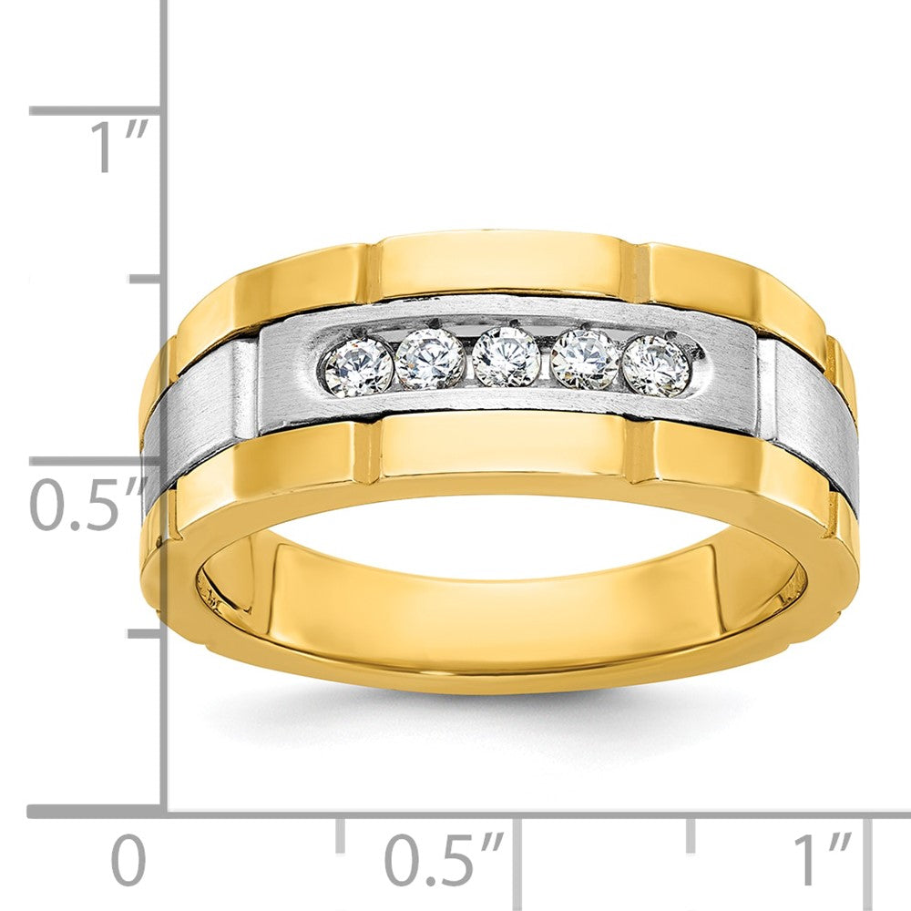 IBGoodman 14k Two-tone Men's Polished and Grooved 5-Stone Ring Mounting