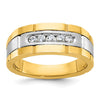 14k Two-tone Men's Polished and Grooved 5-Stone 1/4 Carat AA Quality Diamond Ring
