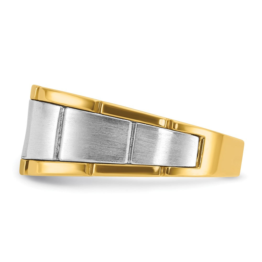 14k Two-tone IBGoodman Men's Polished and Satin Diamond Ring Mounting