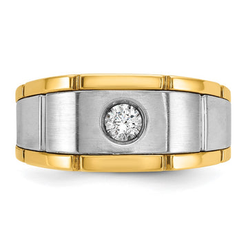 14k Two-tone IBGoodman Men's Polished and Satin Diamond Ring Mounting