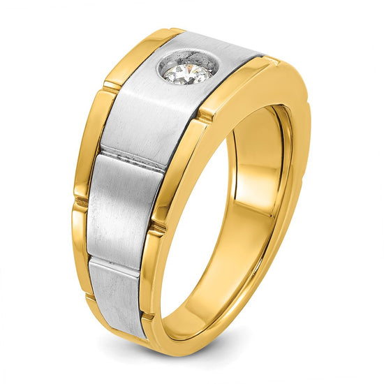 14k Two-tone IBGoodman Men's Polished and Satin Diamond Ring Mounting