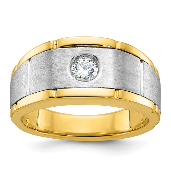 14k Two-tone IBGoodman Men's Polished and Satin Diamond Ring Mounting