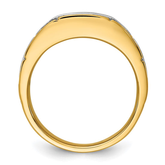 IBGoodman 14k Two-tone Men's Polished Satin and Grooved Ring Mounting