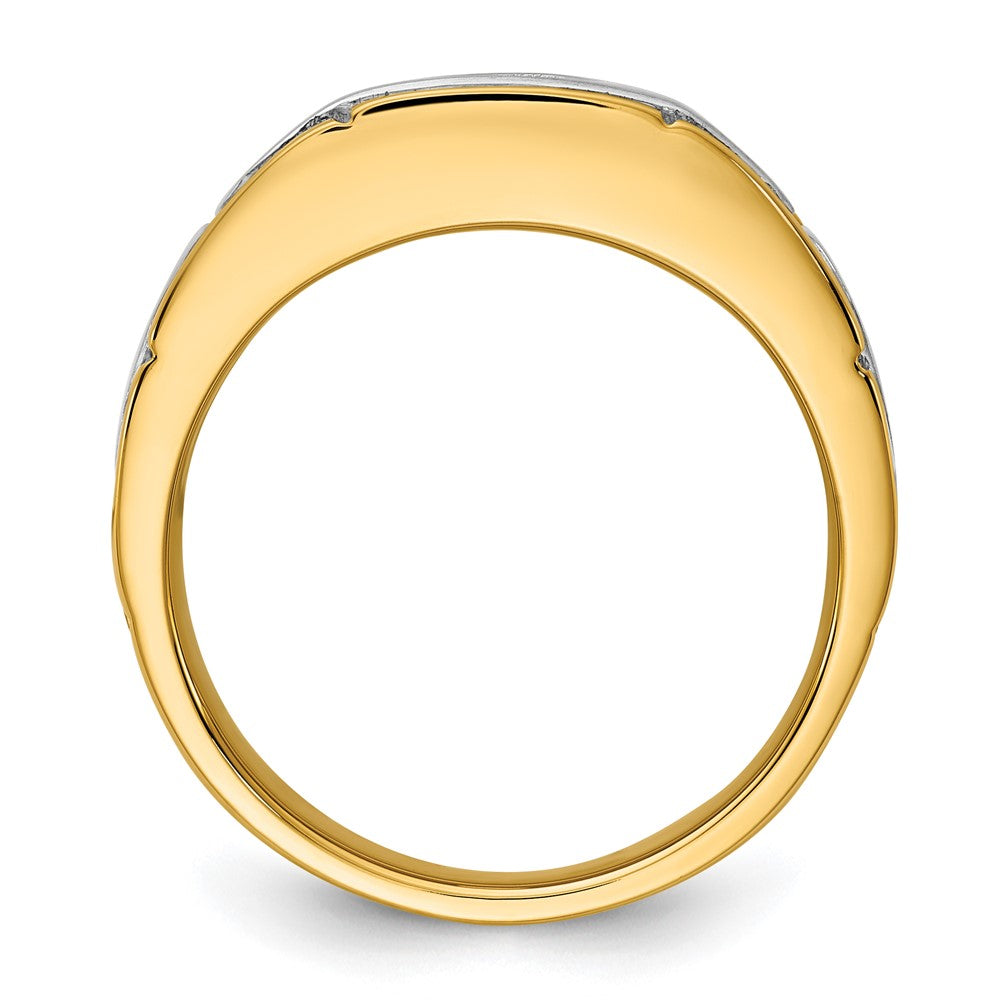 IBGoodman 14k Two-tone Men's Polished Satin and Grooved Ring Mounting