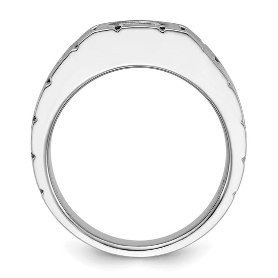 True Origin IBGoodman 14k White Gold 1 carat Lab Grown Diamond VS/SI+ G+ Complete Polished and Satin Men's Ring
