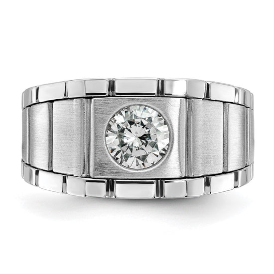 True Origin IBGoodman 14k White Gold 1 carat Lab Grown Diamond VS/SI+ G+ Complete Polished and Satin Men's Ring