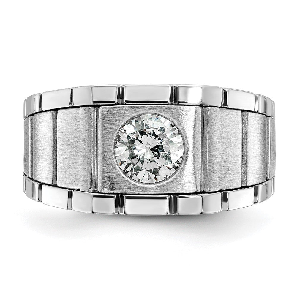 True Origin IBGoodman 14k White Gold 1 carat Lab Grown Diamond VS/SI+ G+ Complete Polished and Satin Men's Ring
