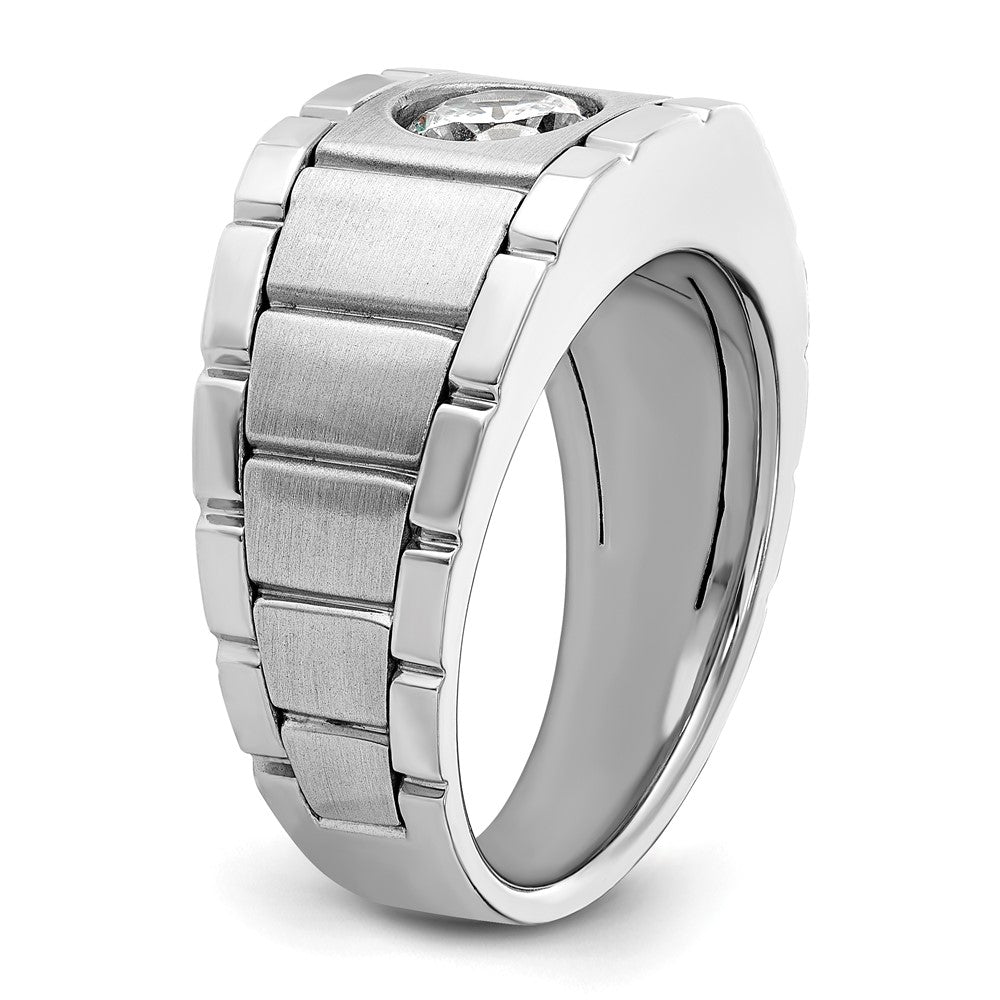 True Origin IBGoodman 14k White Gold 1 carat Lab Grown Diamond VS/SI+ G+ Complete Polished and Satin Men's Ring