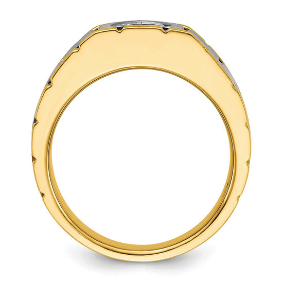True Origin IBGoodman 14k Two-tone 1 carat Lab Grown Diamond VS/SI+ G+ Complete Polished and Satin Men's Ring