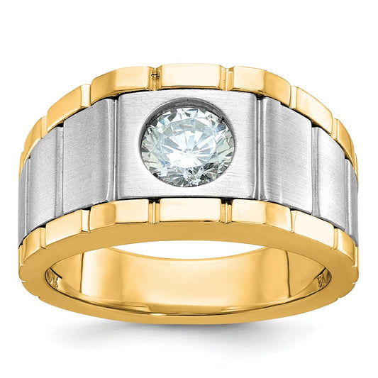 True Origin 14k Two-tone 1 carat Lab Grown Diamond VS/SI+ G+ Complete Polished and Satin Men's Ring