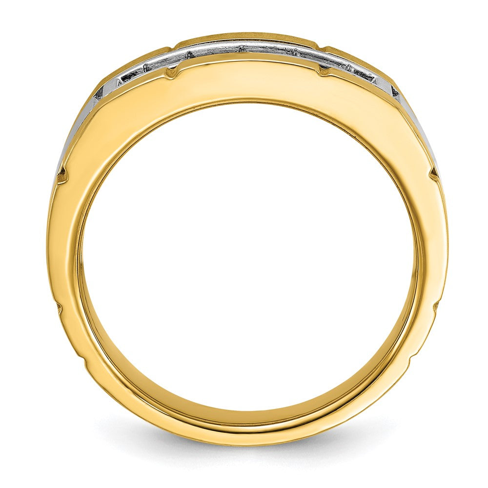 IBGoodman 14k Two-tone 1/2 carat Lab Grown Diamond VS/SI+ G+ Five Stone Complete Polished and Satin Men's Ring