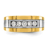 IBGoodman 14k Two-tone Men's Polished and Satin 5-Stone 1/2 Carat AA Quality Diamond Ring