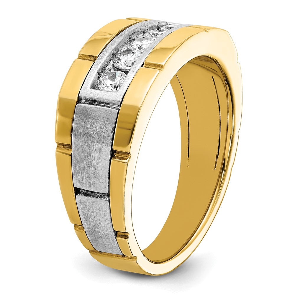 IBGoodman 14k Two-tone Men's Polished and Satin 5-Stone 1/2 Carat AA Quality Diamond Ring