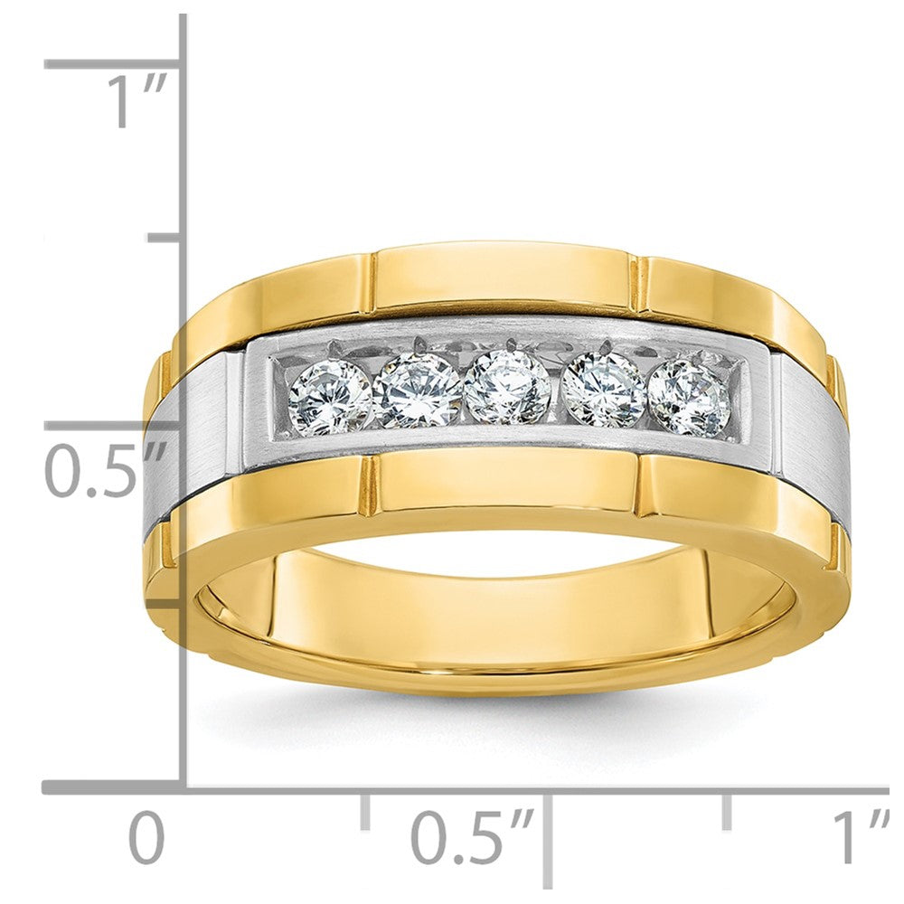 IBGoodman 14k Two-tone Men's Polished and Satin 5-Stone 1/2 Carat AA Quality Diamond Ring