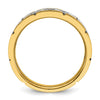 IBGoodman 14k Two-tone Men's Polished Satin and Grooved 3-Stone 1/4 Carat AA Quality Diamond Ring