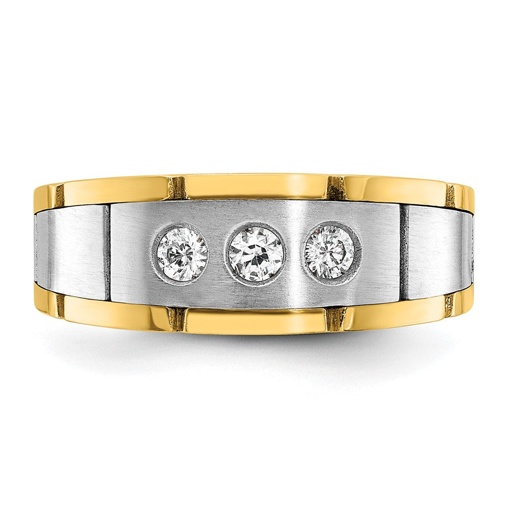 IBGoodman 14k Two-tone 1/4 carat Lab Grown Diamond VS/SI+ G+ Complete Three Stone Men's Ring