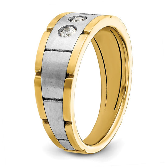 IBGoodman 14k Two-tone 1/4 carat Lab Grown Diamond VS/SI+ G+ Complete Three Stone Men's Ring