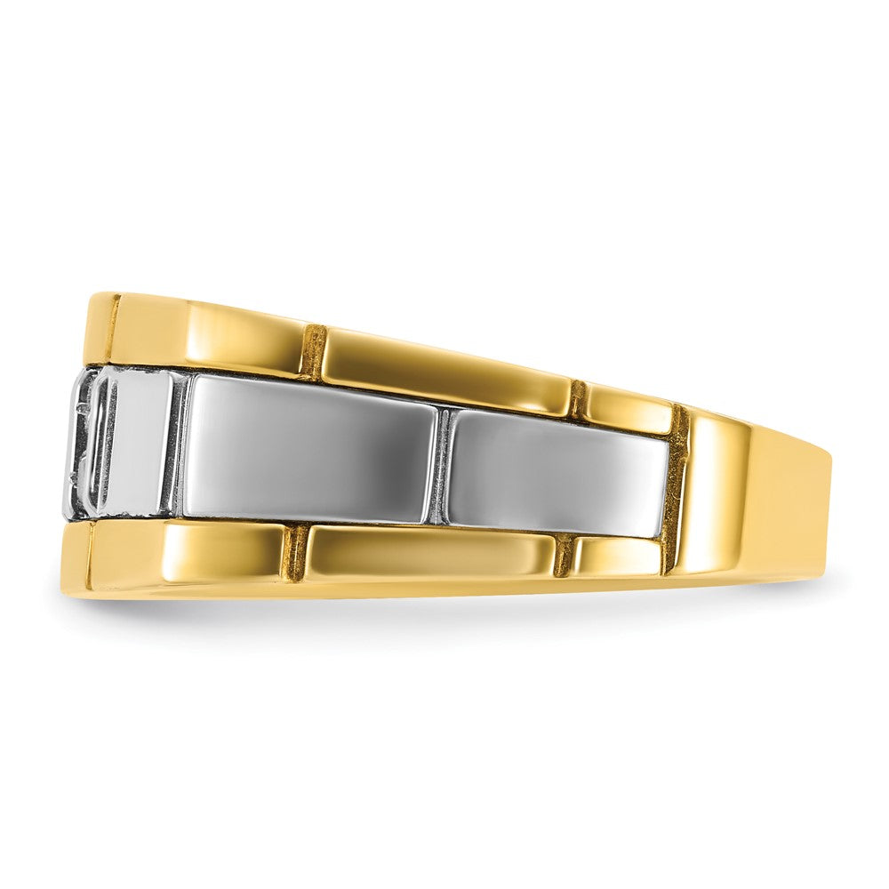 Men's Polished & Grooved Cr. Sapphire & Diamond Rings