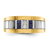 Men's Polished & Grooved Cr. Sapphire & Diamond Rings