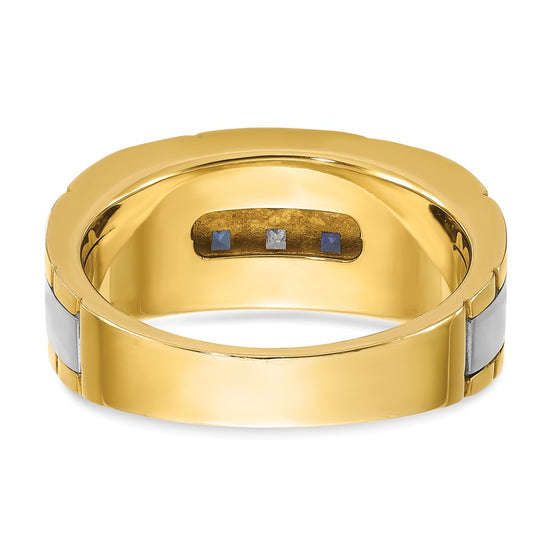 Men's Polished & Grooved Cr. Sapphire & Diamond Rings