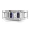 Men's Polished & Grooved Cr. Sapphire & Diamond Rings