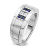 Men's Polished & Grooved Cr. Sapphire & Diamond Rings