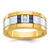 Men's Polished & Grooved Cr. Sapphire & Diamond Rings