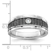 IBGoodman 14k White Gold Men's Polished and Textured Solitaire Ring Mounting