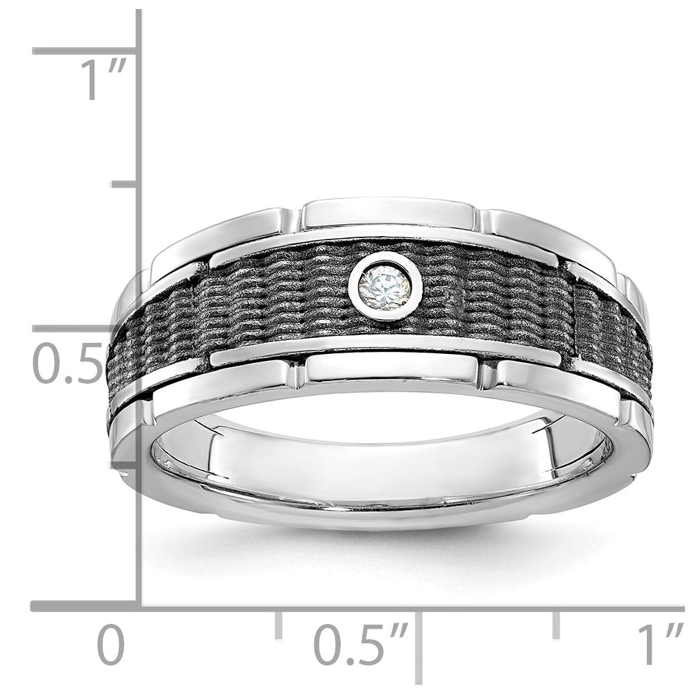 IBGoodman 14k White Gold Men's Polished and Textured Solitaire Ring Mounting