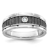 IBGoodman 14k White Gold Men's Polished and Textured Solitaire Ring Mounting