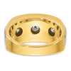 IBGoodman 14k with White Rhodium Men's Polished Satin and Grooved 7-Stone 1 1/5 Carat AA Quality Diamond Ring
