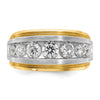 IBGoodman 14k Men's Polished Satin and Grooved 7-Stone Ring Mounting