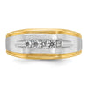 14k IBGoodman Men's Polished Satin and Grooved 5-Stone Ring Mounting