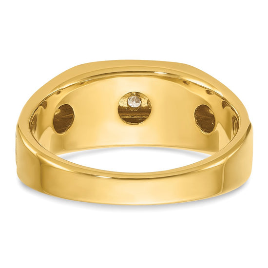 14k IBGoodman Men's Polished Satin and Grooved 5-Stone Ring Mounting