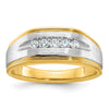 IBGoodman 14k with White Rhodium Men's Polished Satin and Grooved 5-Stone 1/4 Carat AA Quality Diamond Ring