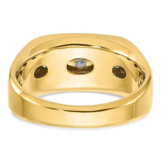 IBGoodman 14k Two-tone Men's Polished Satin and Grooved 5-Stone Ring Mounting